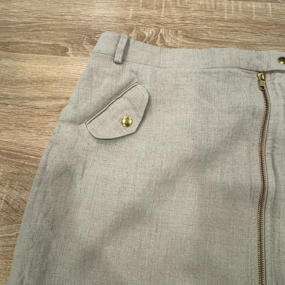 J. Crew Light Gray Mini Skirt with Gold Zipper - Picture 4 of 11